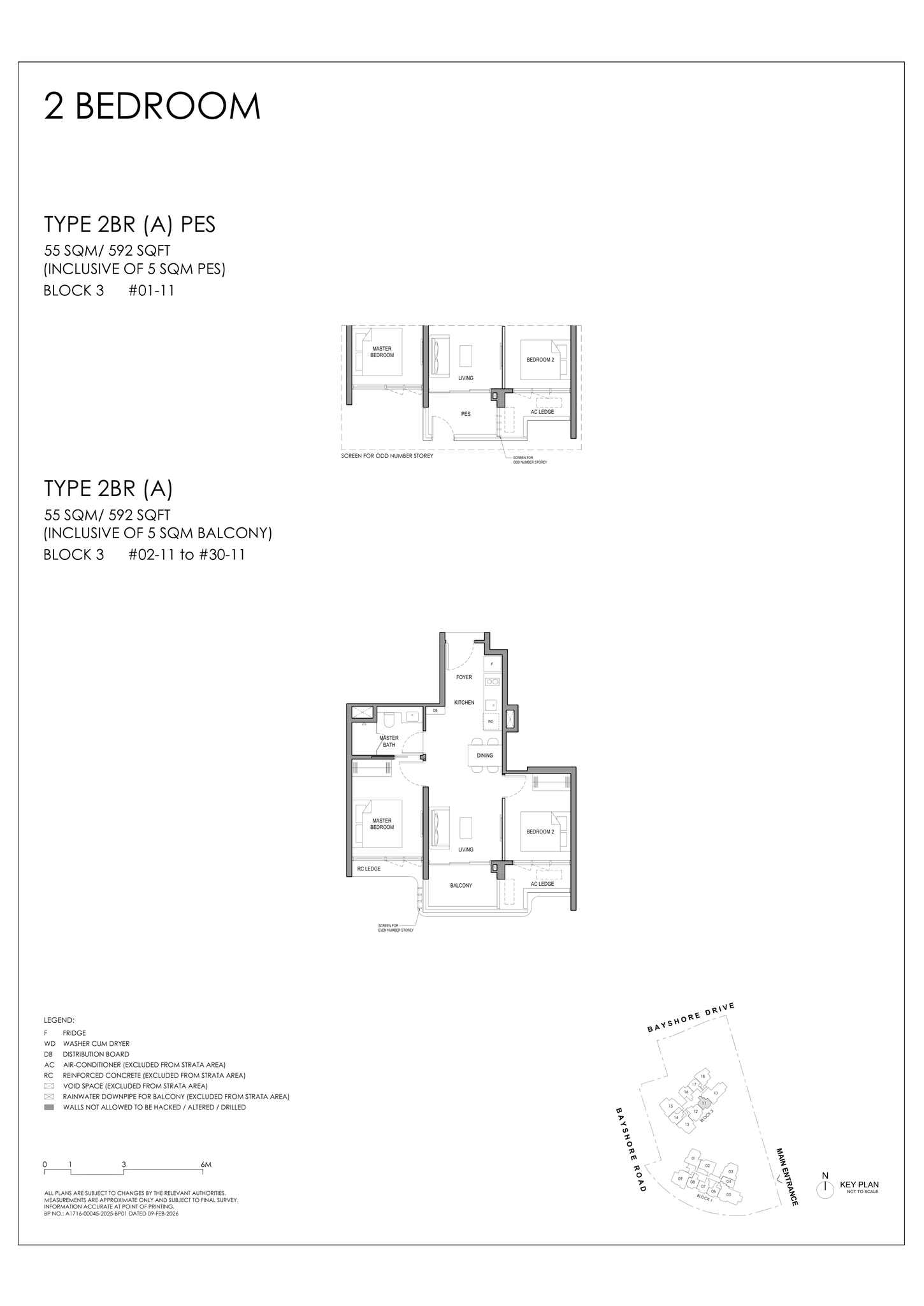 Type 2BR (A) floor plan, 2 Bedroom, 592 sq ft, Vela Bay
