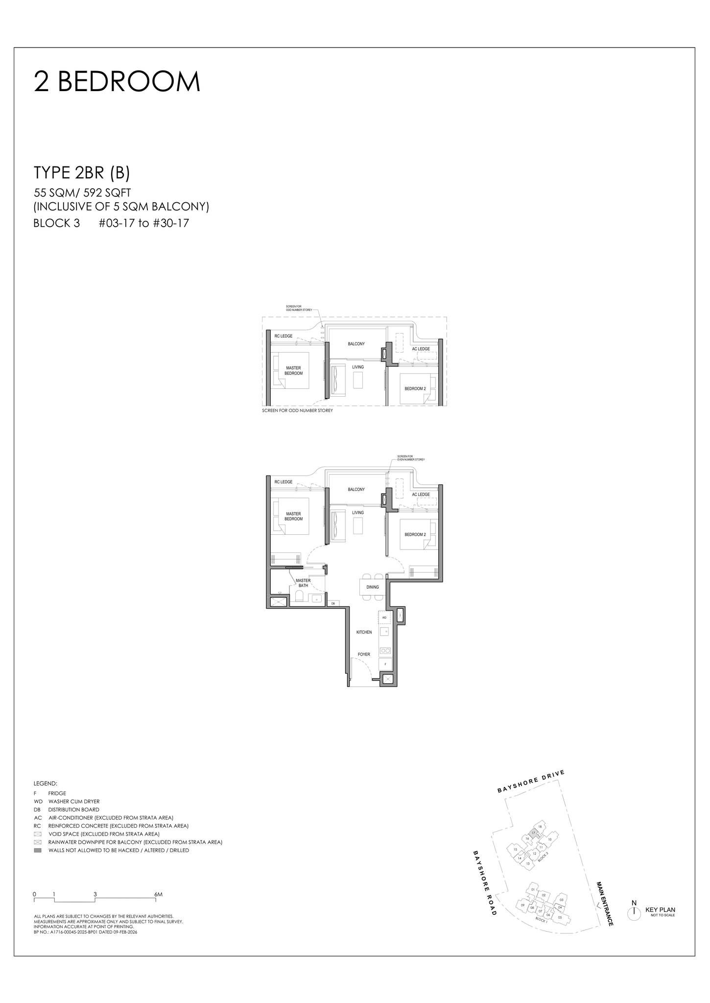 Type 2BR (B) floor plan, 2 Bedroom, 592 sq ft, Vela Bay