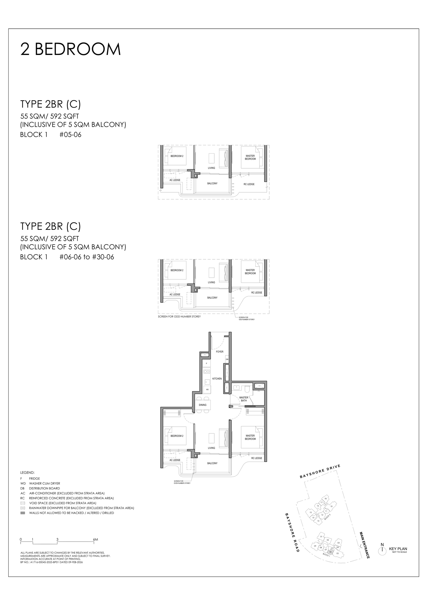 Type 2BR (C) floor plan, 2 Bedroom, 592 sq ft, Vela Bay