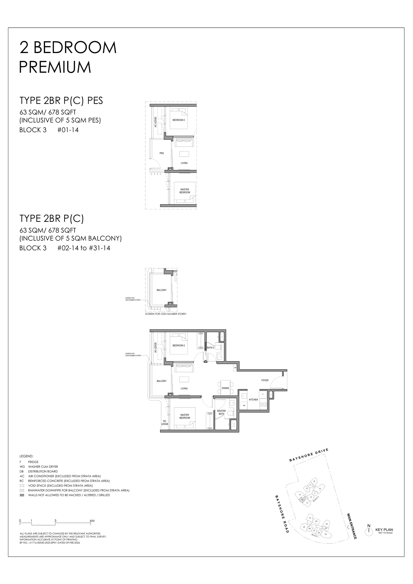 Type 2BR P (C) floor plan, 2 Bedroom Premium, 678 sq ft, Vela Bay