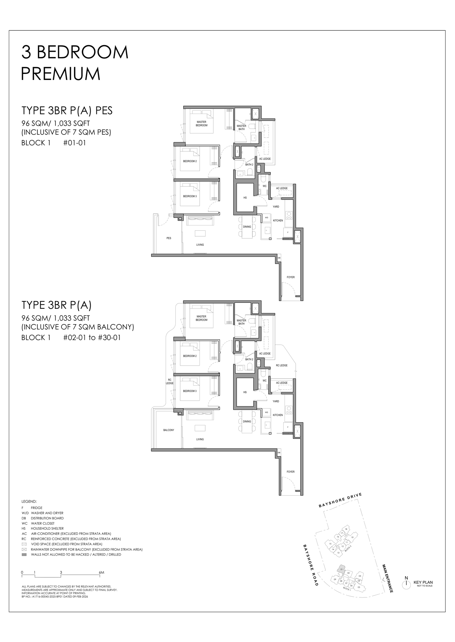 Type 3BR P (A) floor plan, 3 Bedroom Premium, 1,033 sq ft, Vela Bay