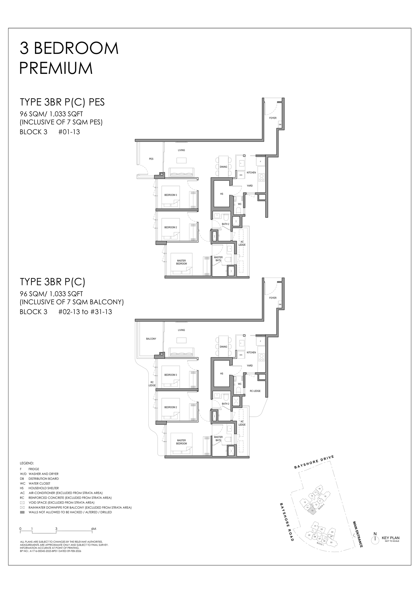 Type 3BR P (C) floor plan, 3 Bedroom Premium, 1,033 sq ft, Vela Bay