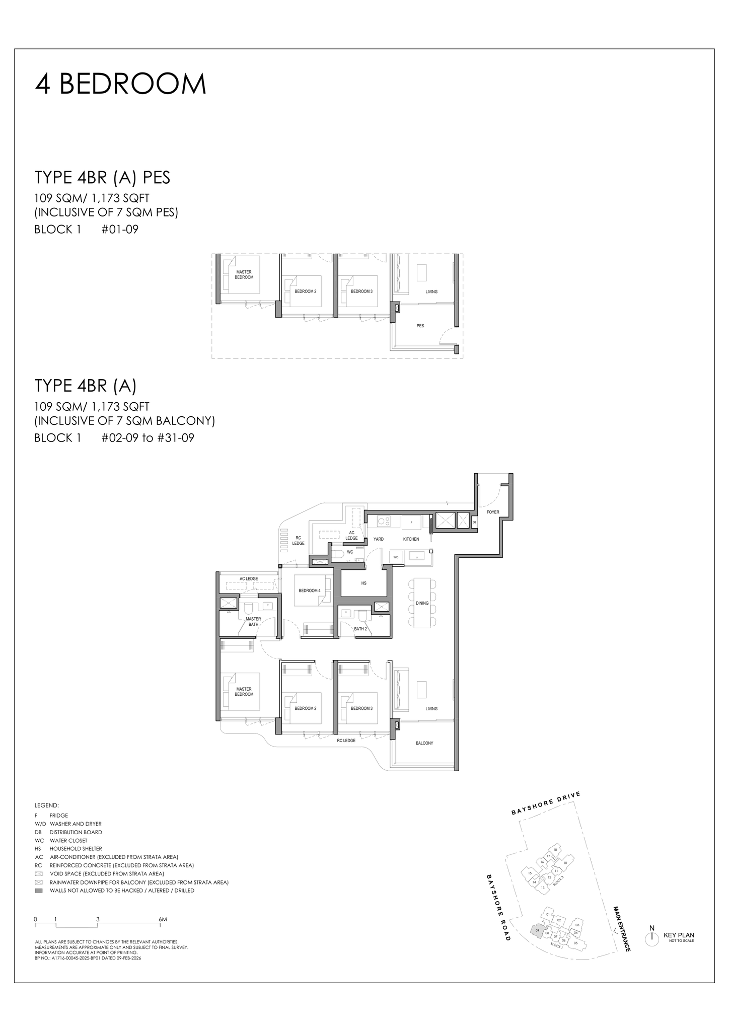 Type 4BR (A) floor plan, 4 Bedroom, 1,173 sq ft, Vela Bay