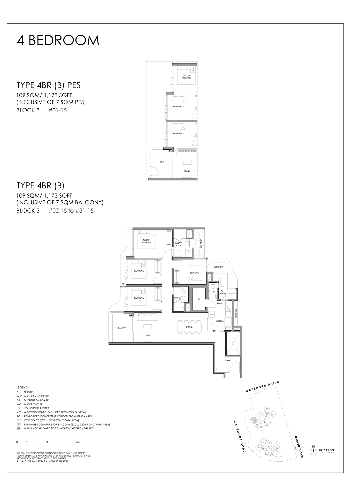 Type 4BR (B) floor plan, 4 Bedroom, 1,173 sq ft, Vela Bay