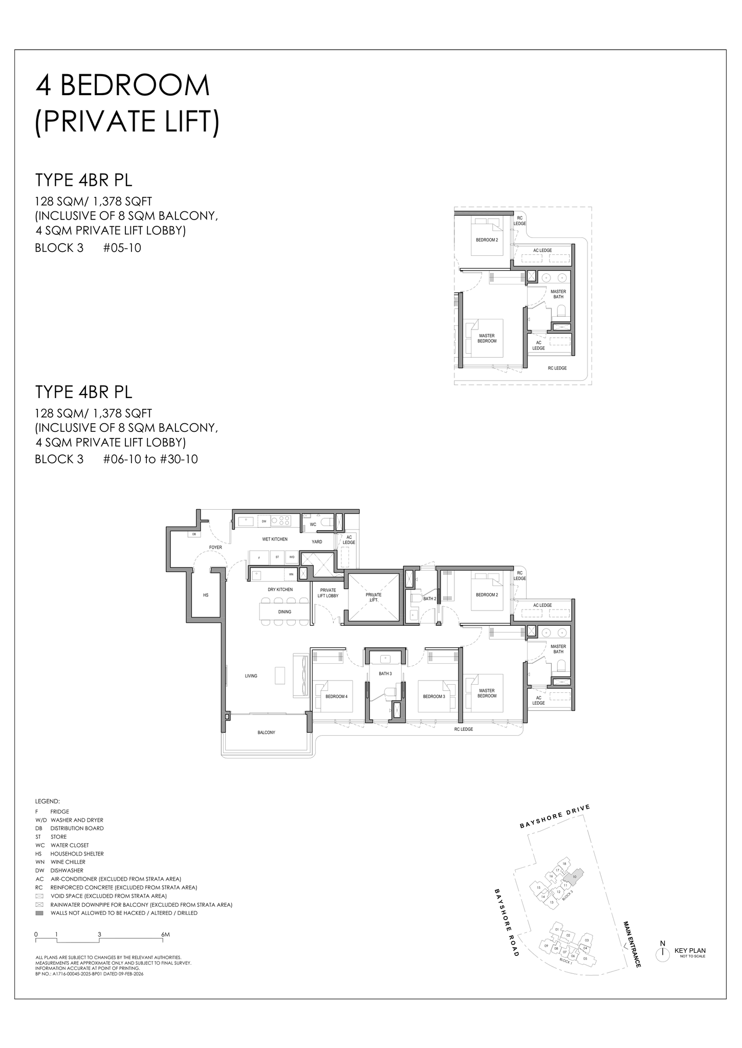 Type 4BR PL floor plan, 4 Bedroom (Private Lift), 1,378 sq ft, Vela Bay