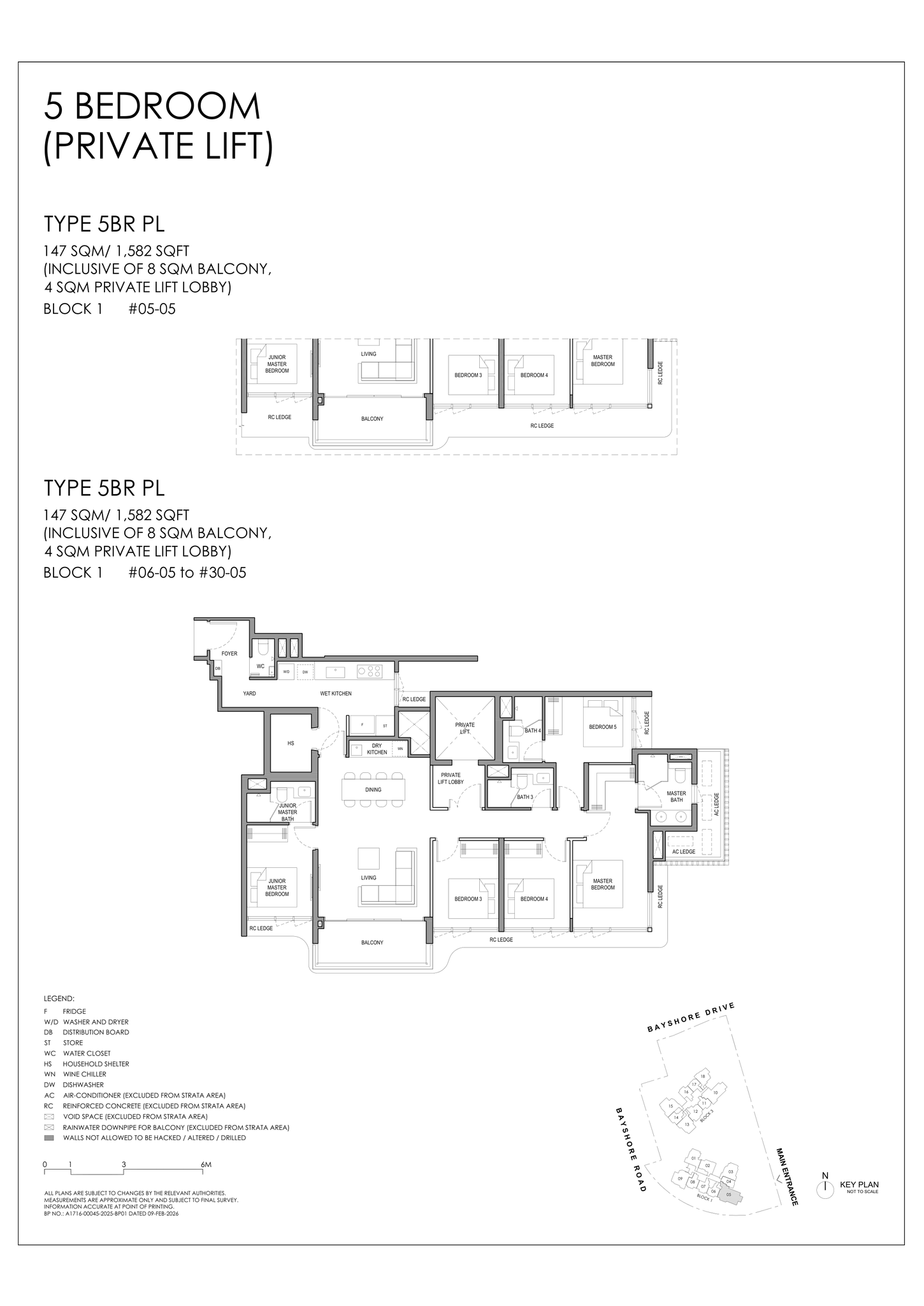 Type 5BR PL floor plan, 5 Bedroom (Private Lift), 1,582 sq ft, Vela Bay