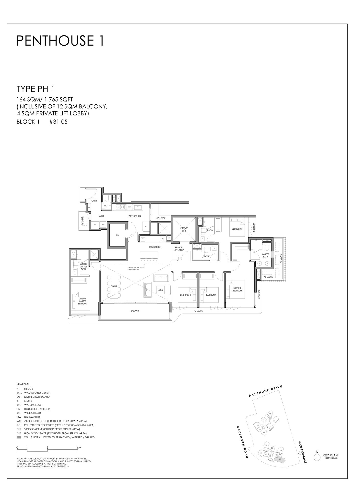 Type PH 1 floor plan, Penthouse, 1,765 sq ft, Vela Bay