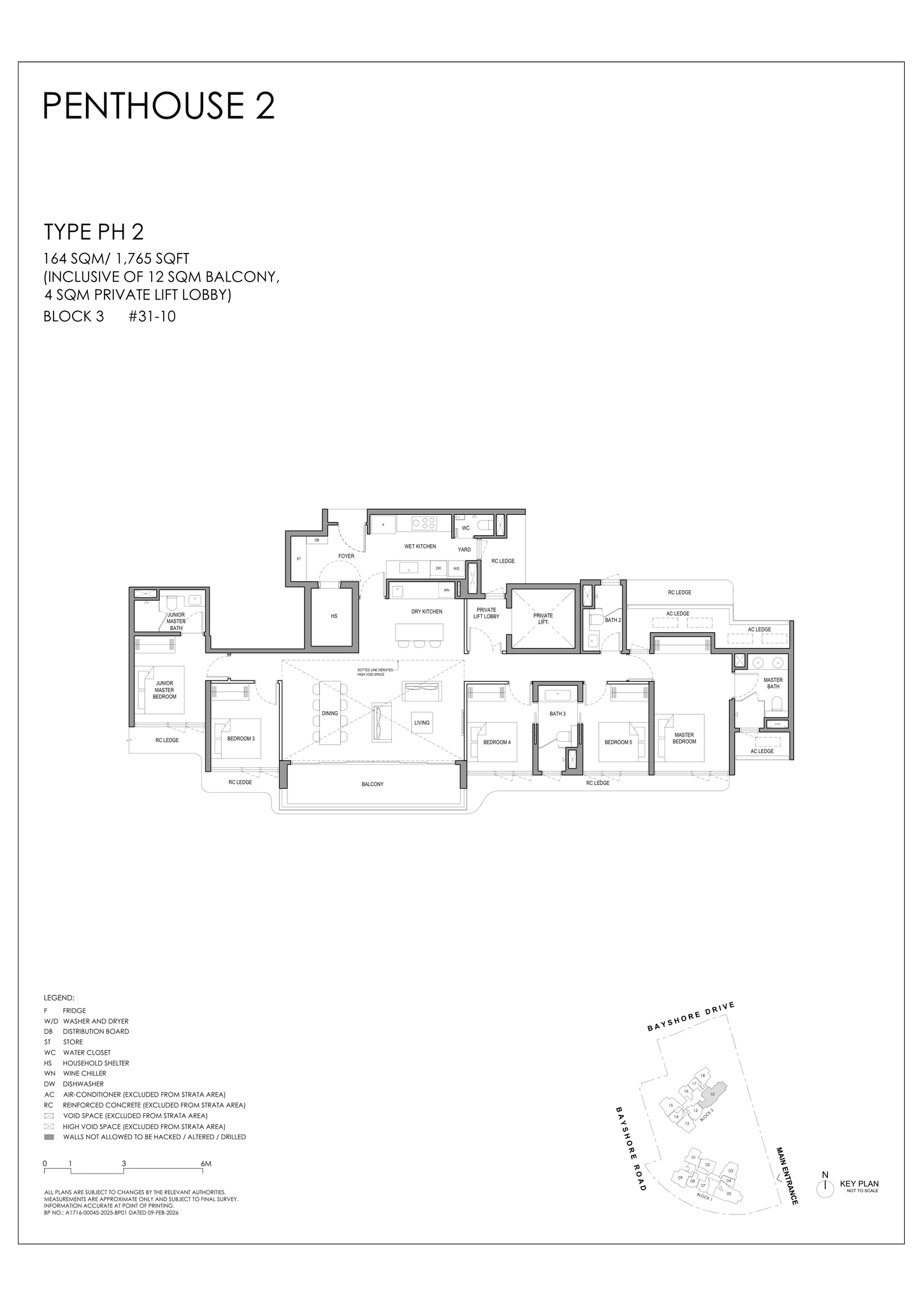 Type PH 2 floor plan, Penthouse, 1,765 sq ft, Vela Bay